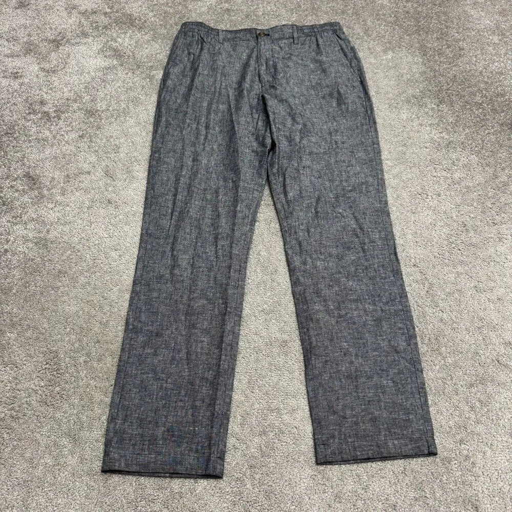 Banana Republic Grayson Linen Blend Pants Men 34x34 Navy Blue Slim Tapered NWT